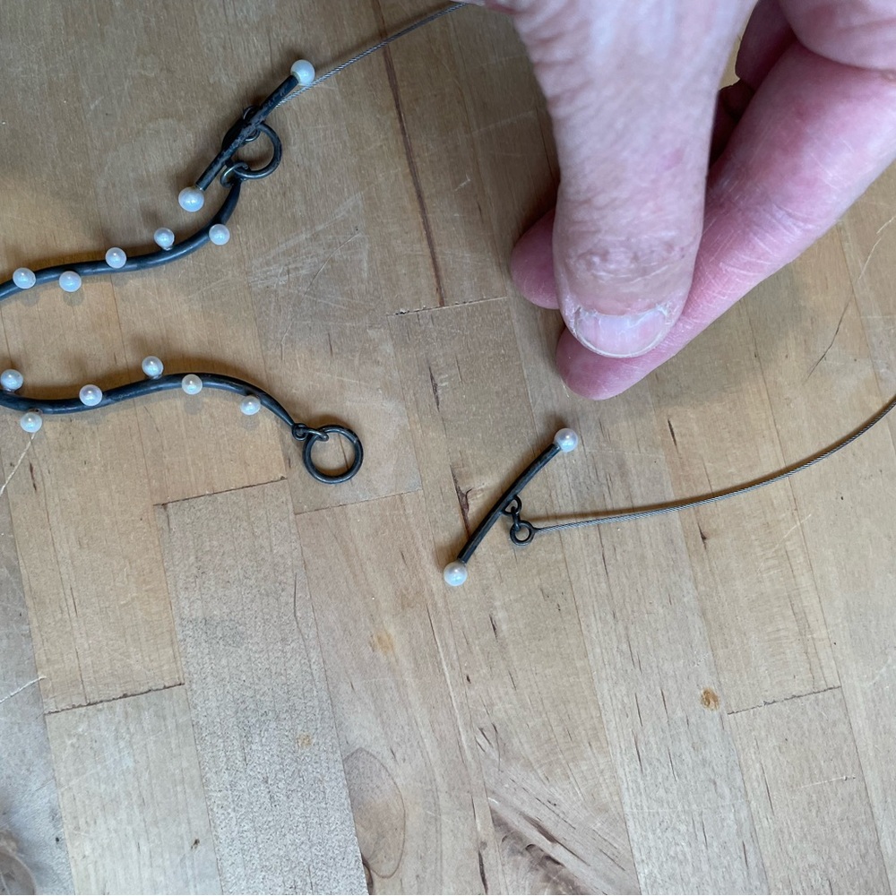 Vintage Kiwon Wang Silver Pearl and Paper necklace NYC - Picture 14 of 16